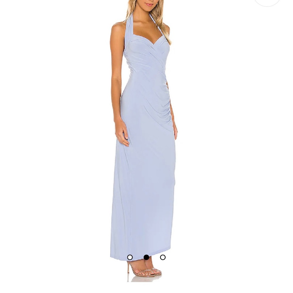 Norma Kamali Light Blue Halter Maxi Dress
